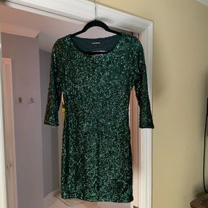 Express Ultra Fun Green Sequin Dress
